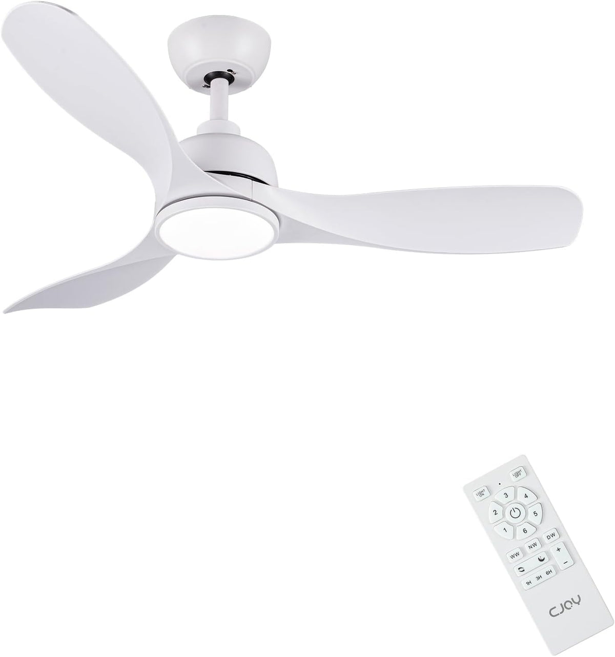 Ventoinha de teto com luz, CJOY, Deckenventilator, 107cm, 4.6W, 7.5W, 10.3W, 15W, com comando à distância, Branco, para uso diário