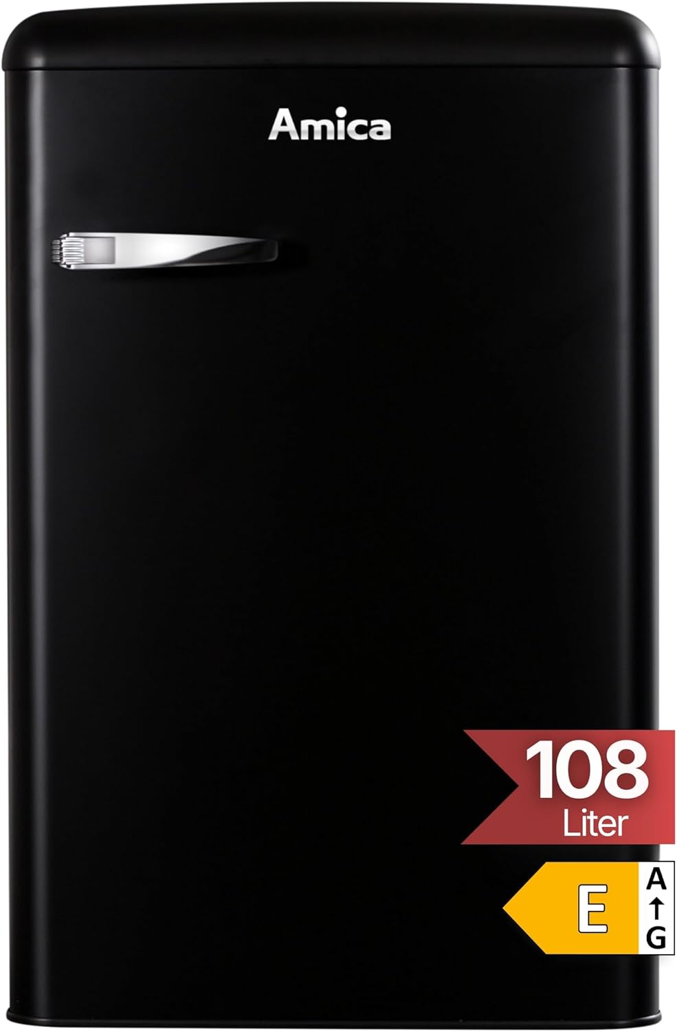 Frigorífico combinado, Amica, classe energética E, 61,5 cm, 37 dB, 87,5 × 55 × 61,5 cm, Preto, para uso diário