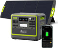 Gerador elétrico, FOSSiBOT, Powerstation, 2400W, 4800 W, 200W, 1100W, com iluminação LED, com controlo por aplicação, Preto / Amarelo