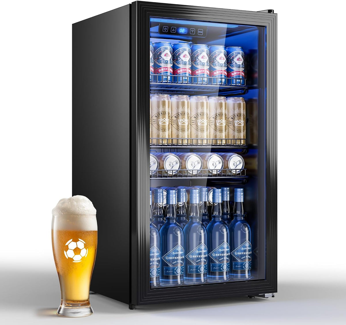 Frigorífico para bebidas, TRIUMPHKEY, 90L, altura regulável, regulável, com iluminação LED, Preto, para uso diário