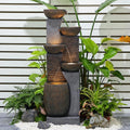Fonte de jardim, Bumilgar, 130cm, 130.50 cm, 220 V, 240 V, 18 kg, com iluminação LED, Castanho / Cinzento, para utilização no exterior
