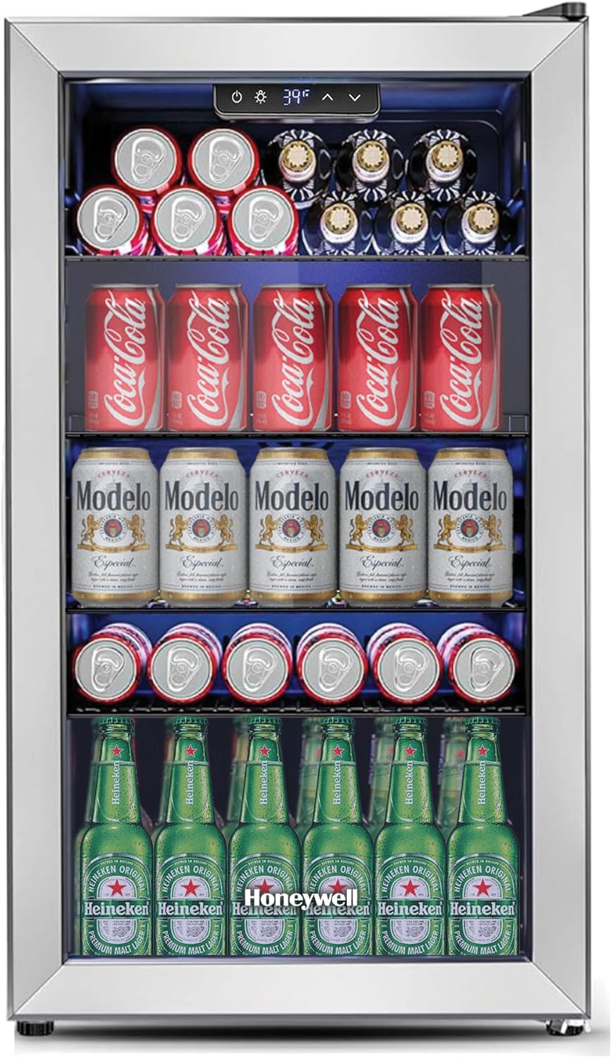 Frigorífico para bebidas, Honeywell, Beverage, 19', 17.5', 31.3', Prateado / Preto, para uso diário