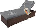 Espreguiçadeira, RS Trade, Sonnenliege, 200kg, 12 cm, 70 cm, 52 cm, 200 × 70 cm, regulável, com rodas, ratã, Castanho / Cinzento, para uso diário