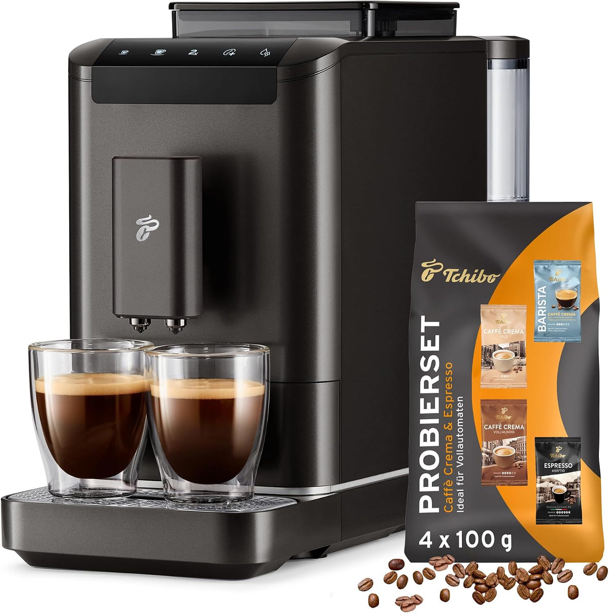 Máquina de café automática, Tchibo, Kaffeevollautomat, 250 ml, 1,4 l, 18cm, 300g, altura regulável, regulável, Preto, para a cozinha