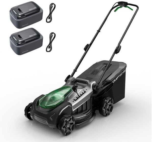 Corta-relva, KraftSense, 40V, 43 cm, 5Ah, 20V, dobrável, com bateria, Preto / Verde, para utilização no exterior
