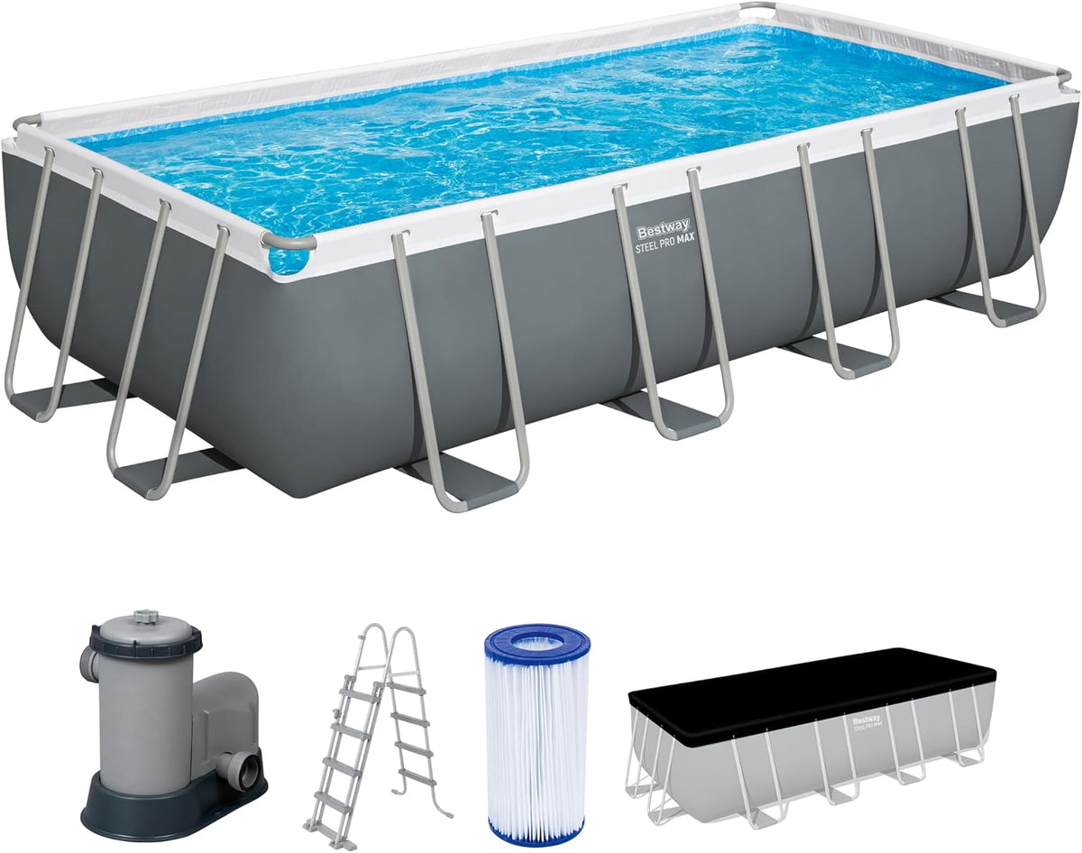 Piscina com estrutura metálica, Bestway, Steel, 549 cm, 274 cm, 122 cm, 5678 l, aço, DunkelCinzento, para utilização no exterior