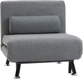 Poltrona, HOMCOM, 150 kg, 75 × 70 × 75 cm, 180 × 75 × 25 cm, dobrável, Cinzento, para a sala