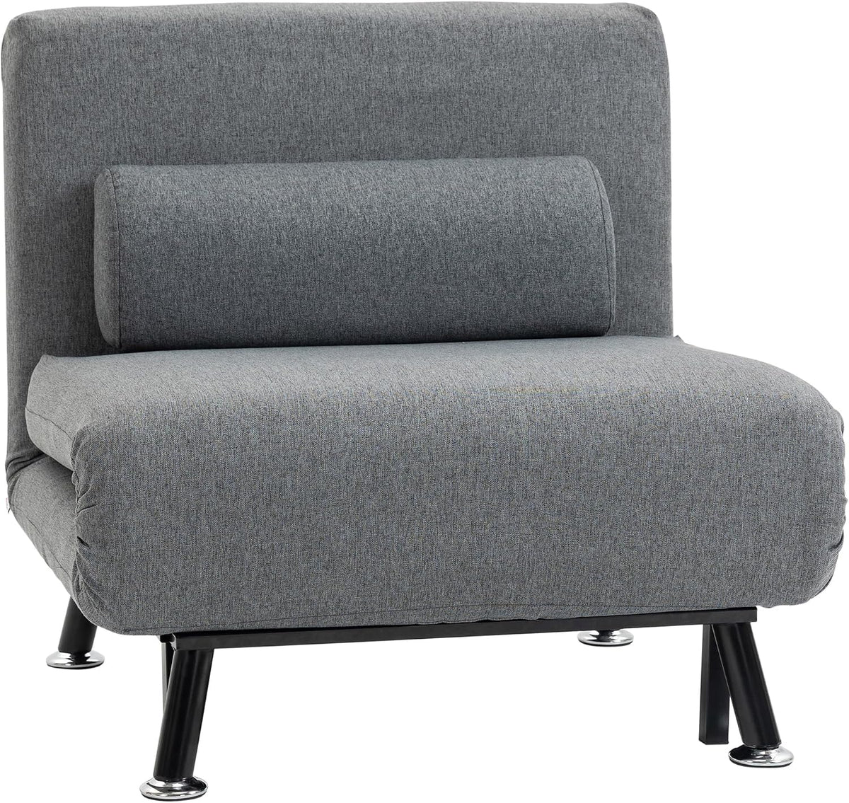 Poltrona, HOMCOM, 150 kg, 75 × 70 × 75 cm, 180 × 75 × 25 cm, dobrável, Cinzento, para a sala