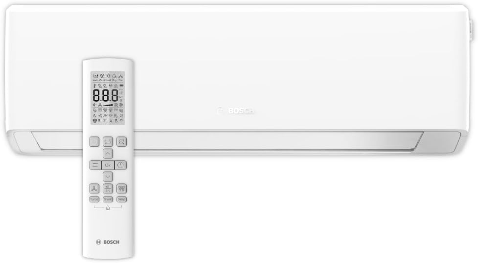 Bosch, Ar condicionado split, Klimaanlage, 3,4 kW, 19 dB, com comando à distância, com controlo por aplicação, Branco, para uso diário