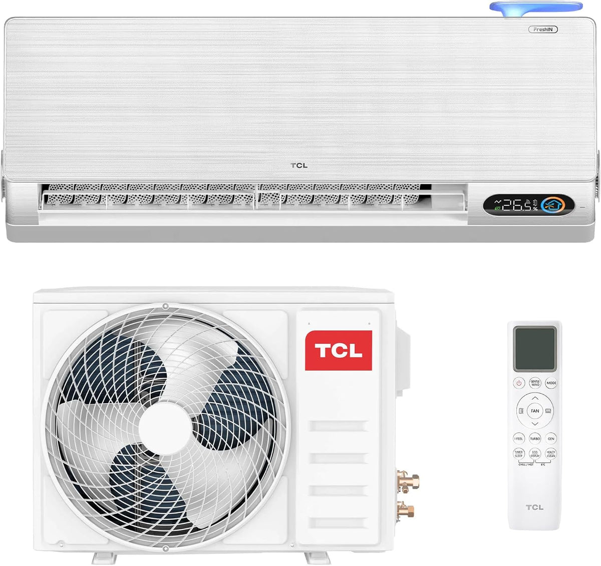 Ar condicionado split, HANTECH, com temporizador, com função de autolimpeza, com controlo por aplicação, Branco, para uso diário