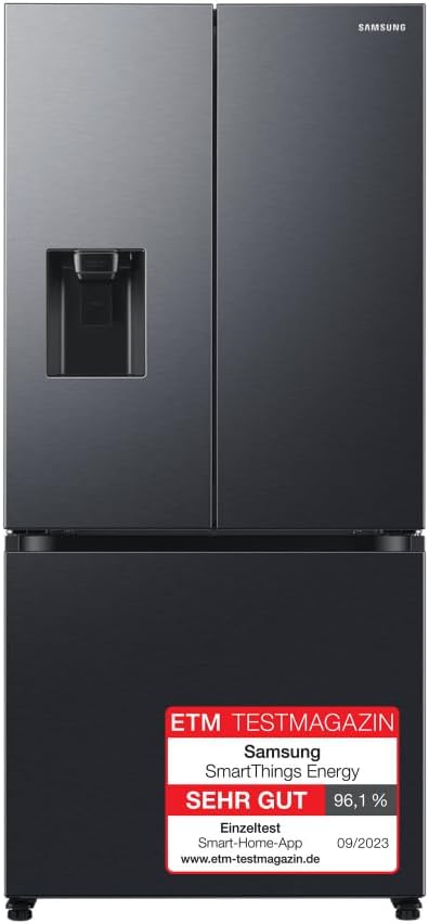 Samsung, Frigorífico, French-Door-K, 178 cm, 495 l, 71,5 cm, 81,7 × 176,6 × 71,5 cm, com controlo por aplicação, Preto, para uso diário