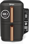 Fritadeira de ar quente, Ninja, Double, 9,5 L, 9.5 L, 4.75 L, 5 cm, Preto / Cobre, para a cozinha