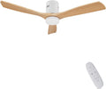 Ventoinha de teto com luz, AUTODAY, 1/3/6H, 24W, 38W, 132 cm, 52 ', com comando à distância, com temporizador, alumínio, madeira, Holz / Branco