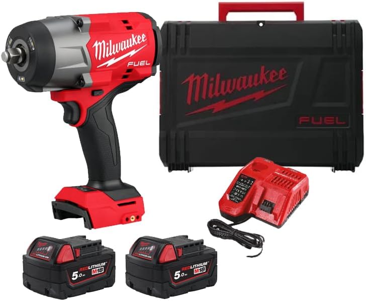 Berbequim aparafusador, Milwaukee, Akku-Schlagschrauber, 5,0 Ah, 2', 4', Vermelho / Preto, para trabalhos de manutenção