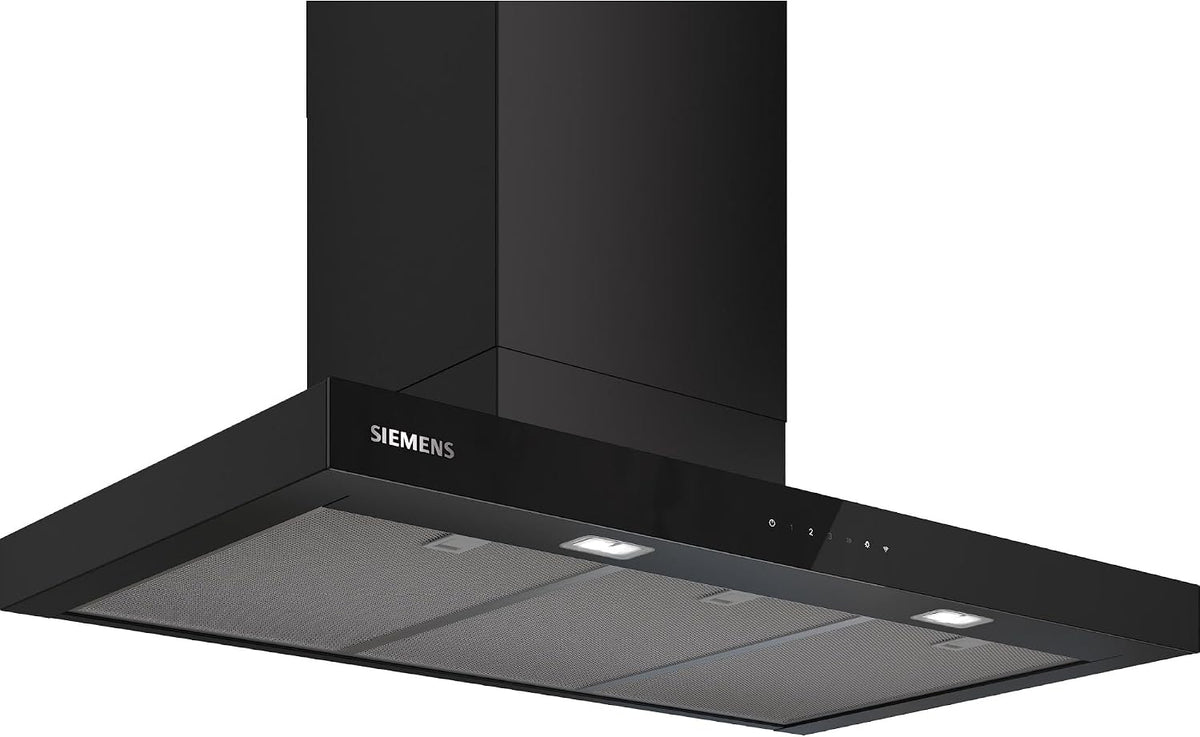 SIEMENS, Exaustor, LC97BDN60, 90 cm, 17,6 kg, 70 × 90 × 50 cm, regulável, com iluminação LED, vidro, Preto, para uso diário
