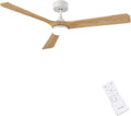 Ventoinha de teto com luz, AUTODAY, 132 cm, 24W, 30W, com comando à distância, com temporizador, alumínio, madeira, Holz / Branco, para uso diário