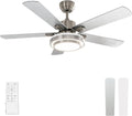 Ventoinha de teto com luz, warmiplanet, Deckenventilator, 132cm, com iluminação LED, com comando à distância, com temporizador, Nickel