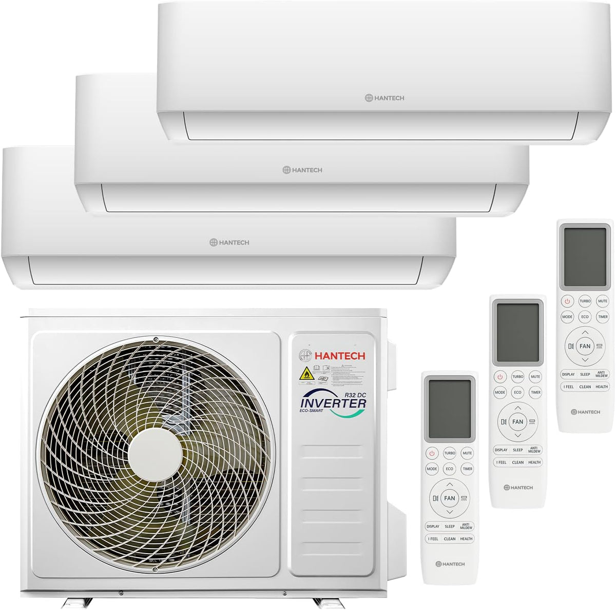 Ar condicionado split, HANTECH, Multisplit, classe energética A++, classe energética A+, com temporizador, com função de autolimpeza, Branco