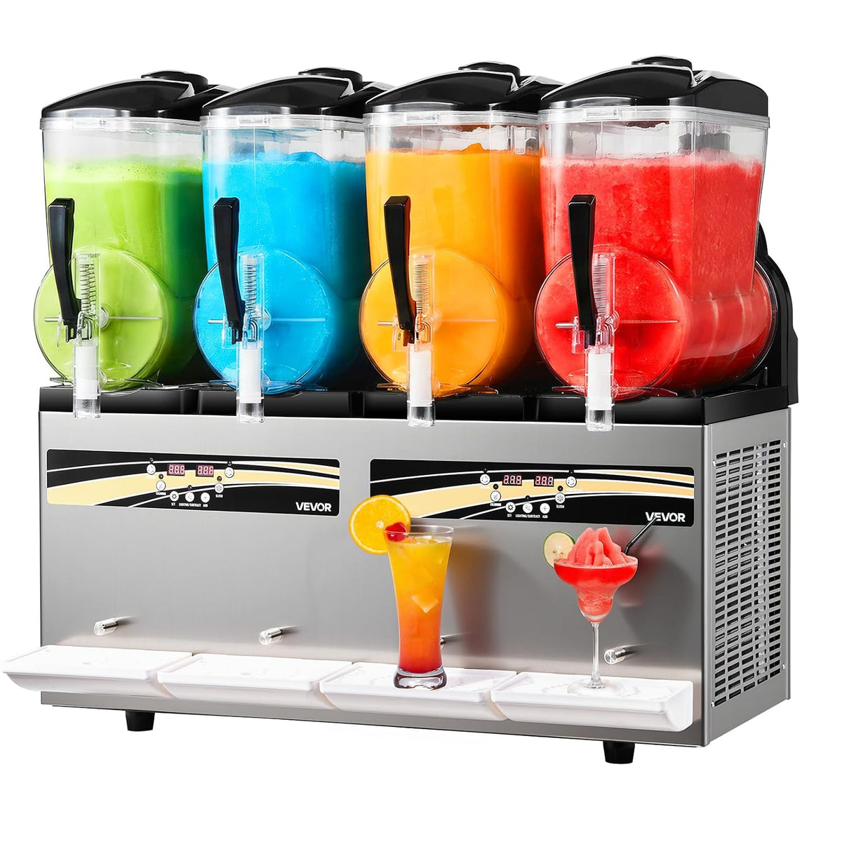 VEVOR, Máquina de gelados, 12 L, 1650 W, com função de autolimpeza, aço inoxidável, aço, Verde / Azul / Laranja, para uso diário