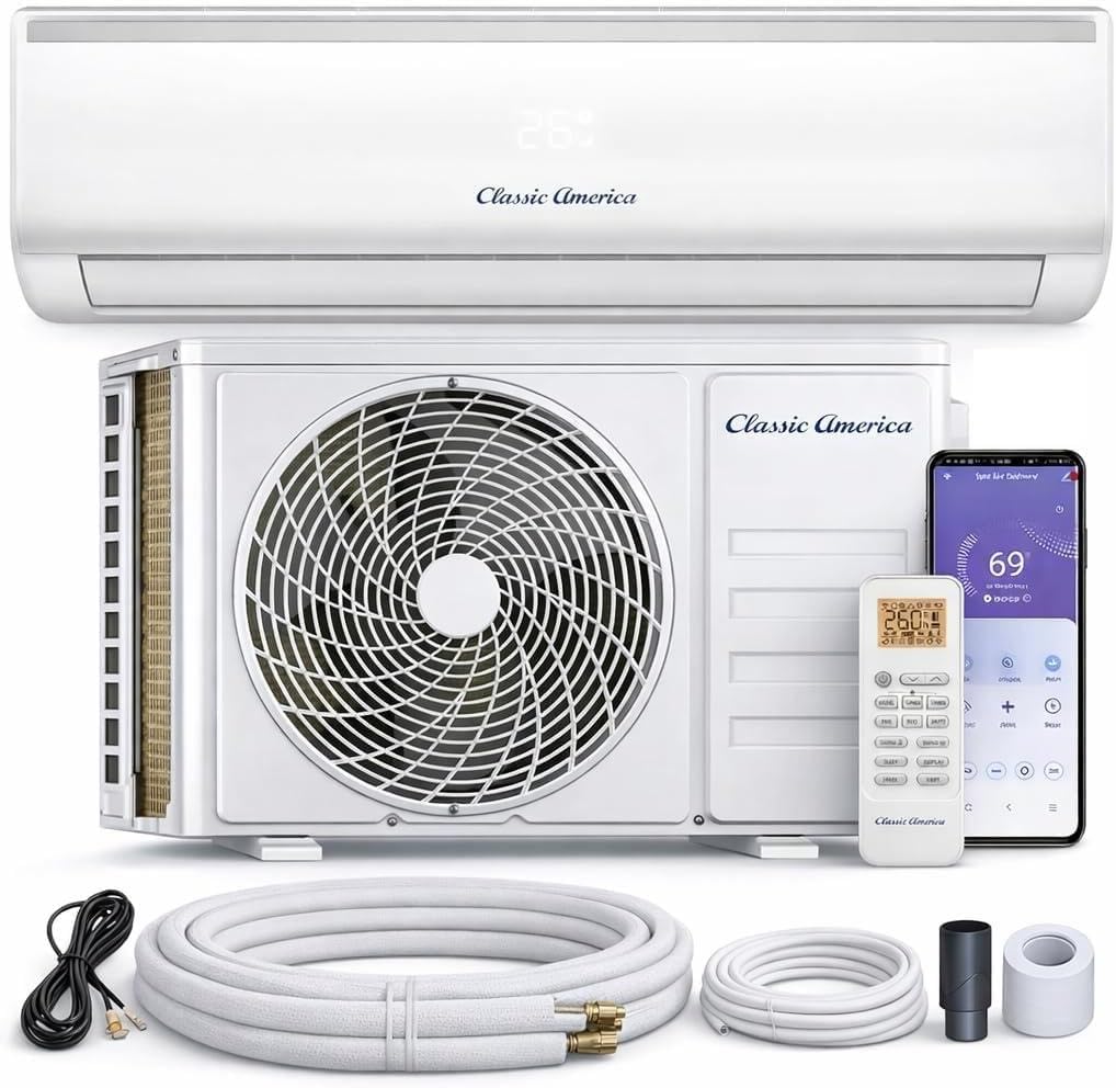 Ar condicionado split, Vtronix Classic America, SEER2, com comando à distância, com controlo por aplicação, Branco, para uso diário