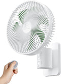 Ventoinha de parede, Shinebella, 21,6 cm, 8,5 ', 4 níveis, com comando à distância, com temporizador, Branco / Verde, para uso diário