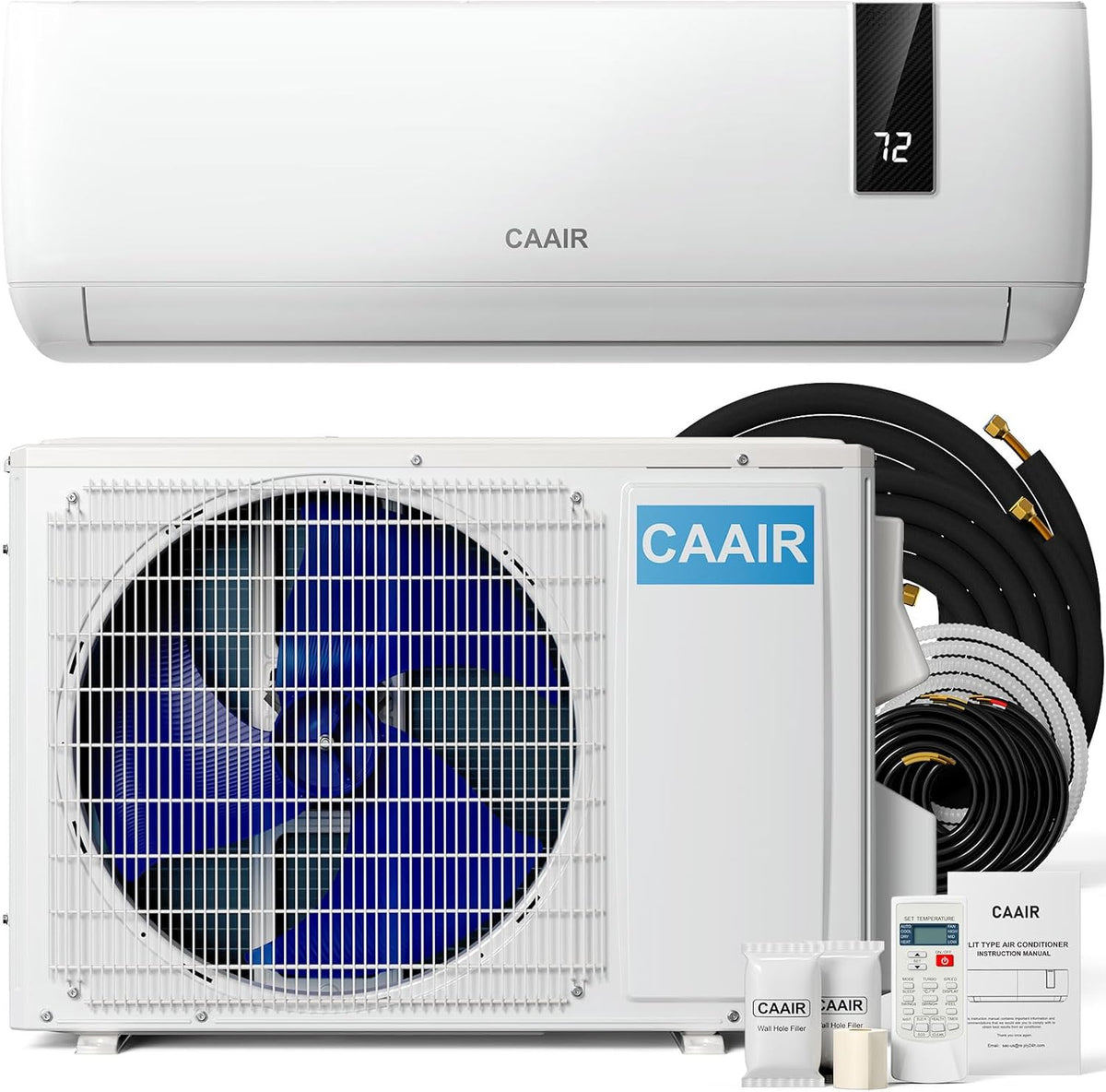 Ar condicionado split, CAAIR, 115V, 25dB, Branco / Azul, para uso diário