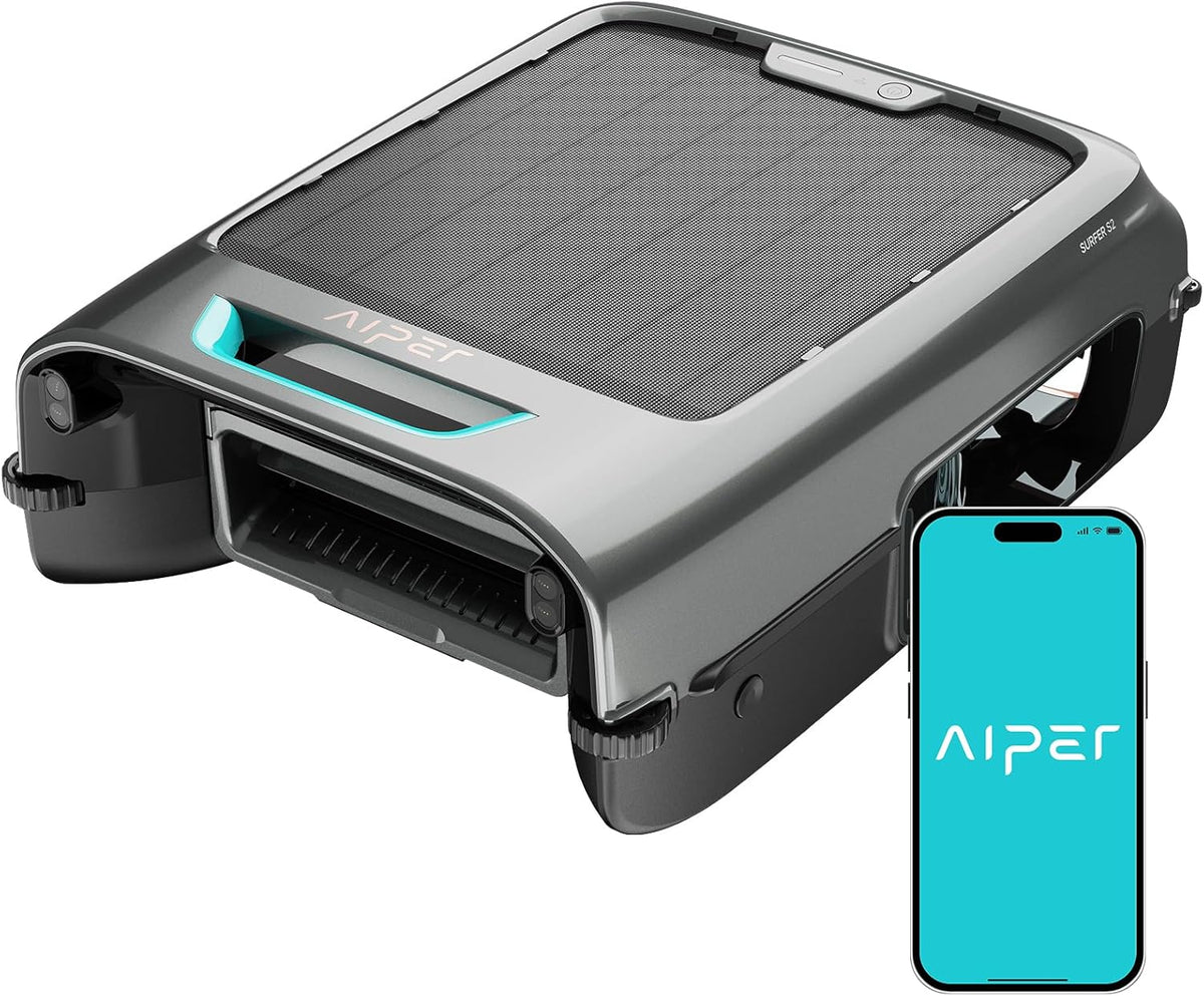 Robô de piscina, AIPER, EcoSurfer, 3 ', 1 ', com controlo por aplicação, Cinzento, para utilização no exterior
