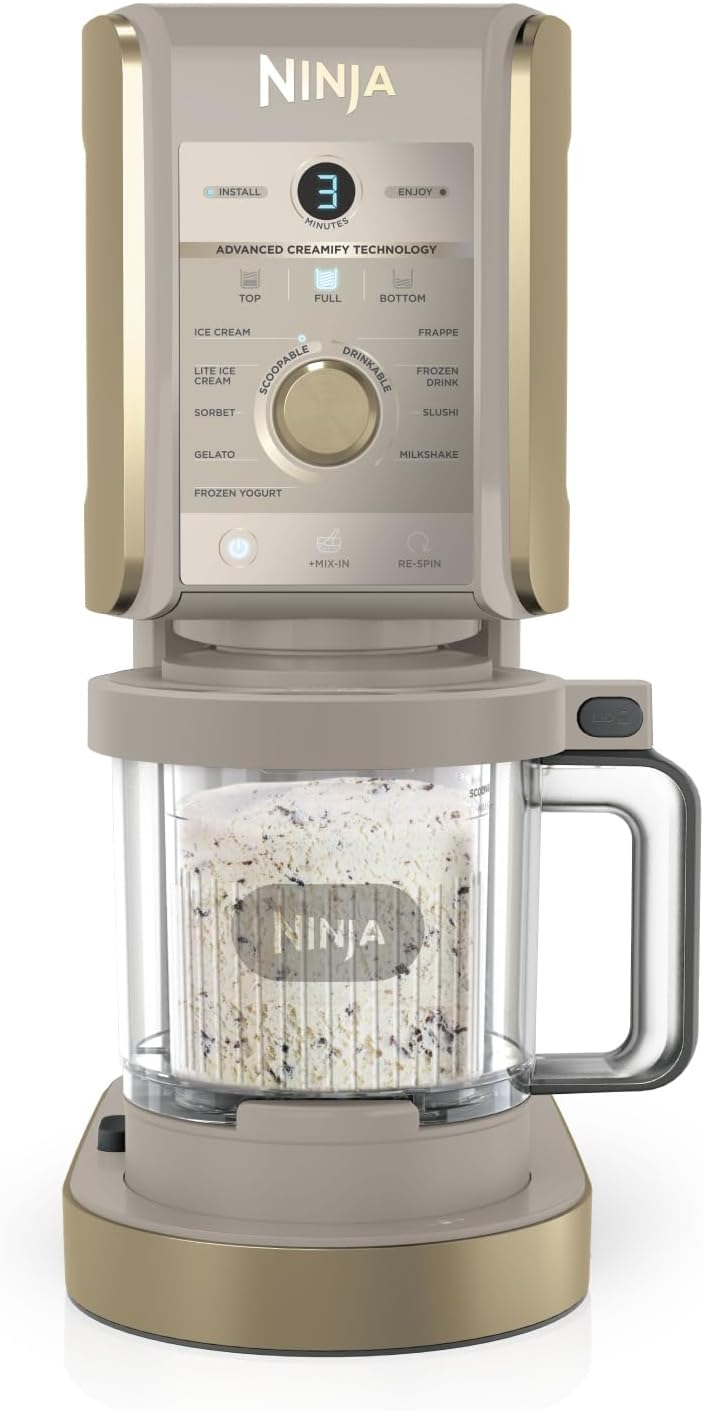 Máquina de gelados, Ninja, CREAMi, 710ml, 30,5 cm, 42,39 cm, 21,38 cm, 6,54 kg, Dourado, para uso diário