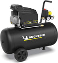 Compressor de ar, MICHELIN, 2 L, 2 PS, 8 bar, 195 l, com rodas, aço, Preto, para trabalhos de manutenção
