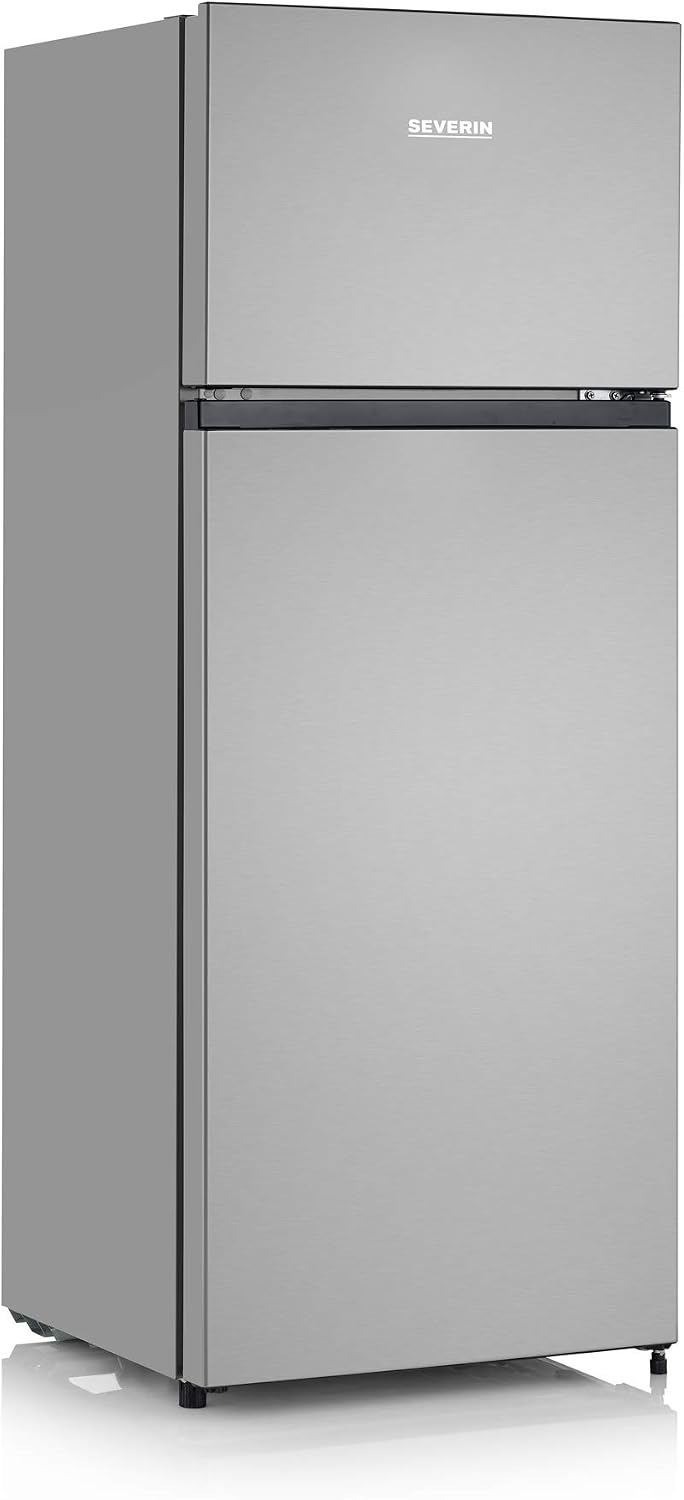 Frigorífico combinado, Severin, 206 L, 40 dB, classe energética E, com iluminação LED, com gavetas, com prateleiras, vidro, Multicolor
