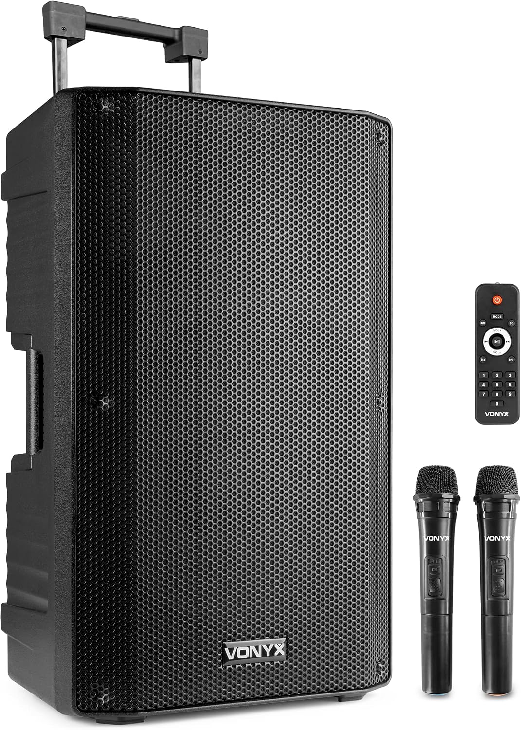 Coluna de som, Vonyx, VSA700, 1000 W, classe D, com comando à distância, com ecrã tátil, com rodas, Multicolor, para uso diário