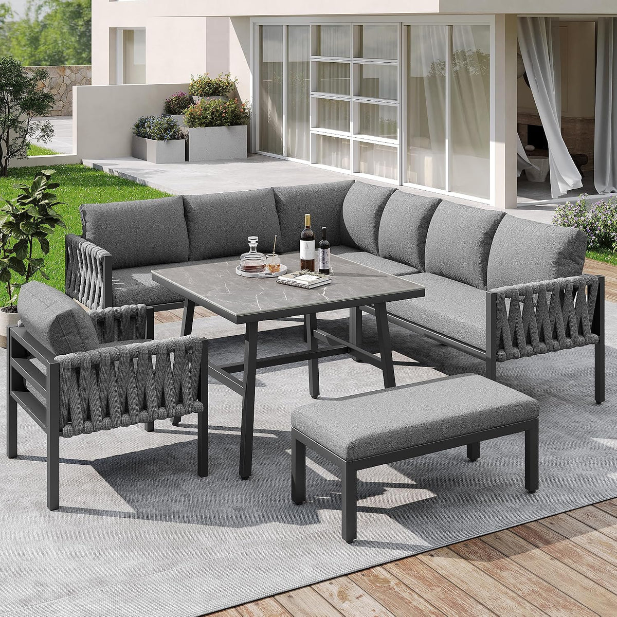 Conjunto de jardim, Idemon, 78 cm, 62 cm, 31 cm, 70 cm, 150 kg, 60 kg, aço, poliéster, Multicolor, para jardim e exterior