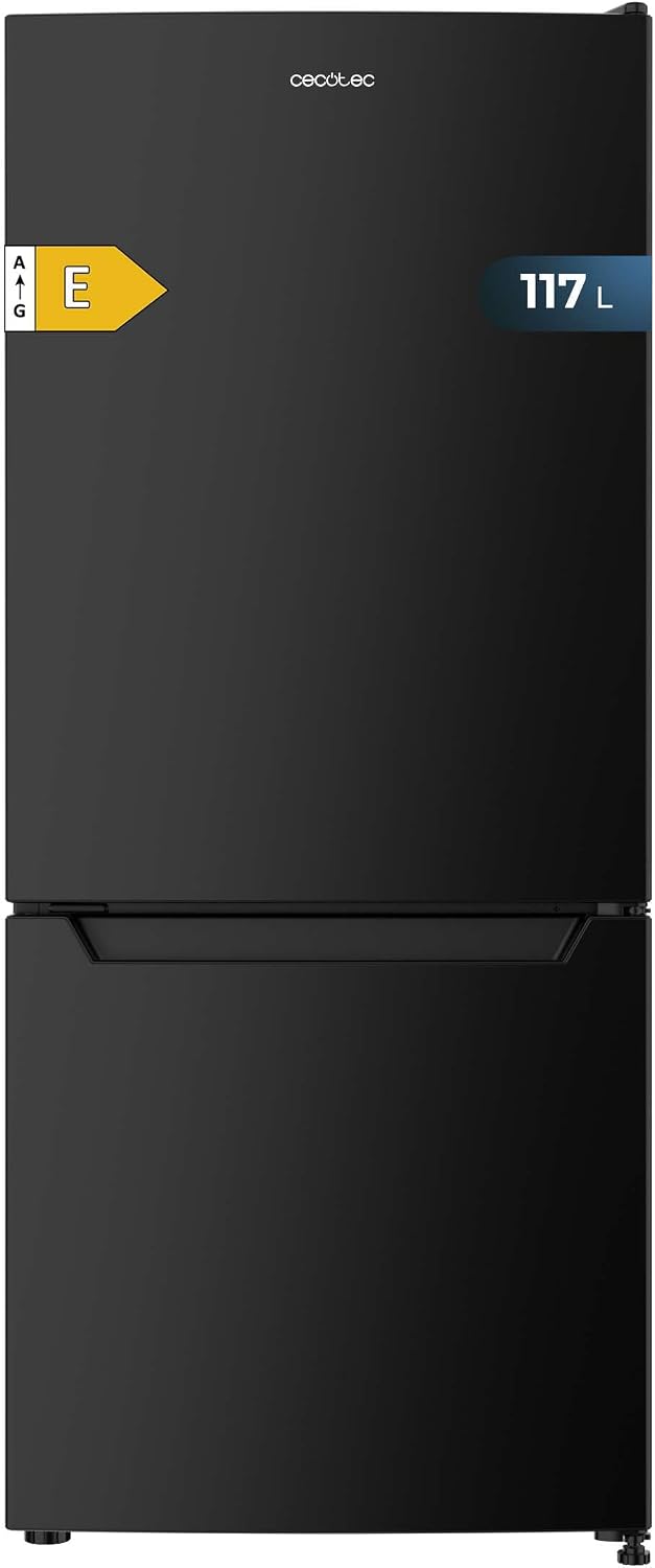 Frigorífico combinado, Cecotec, Kombi, 117L, classe energética E, 114 cm, 47 cm, 47 × 49 × 114 cm, com iluminação LED, Preto, para uso diário