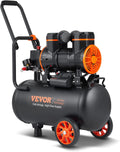 VEVOR, Compressor de ar, Kompressor, 24L, 1450W, 2PS, 2800U/min, com rodas, aço inoxidável, aço, Preto / Laranja, para trabalhos de manutenção