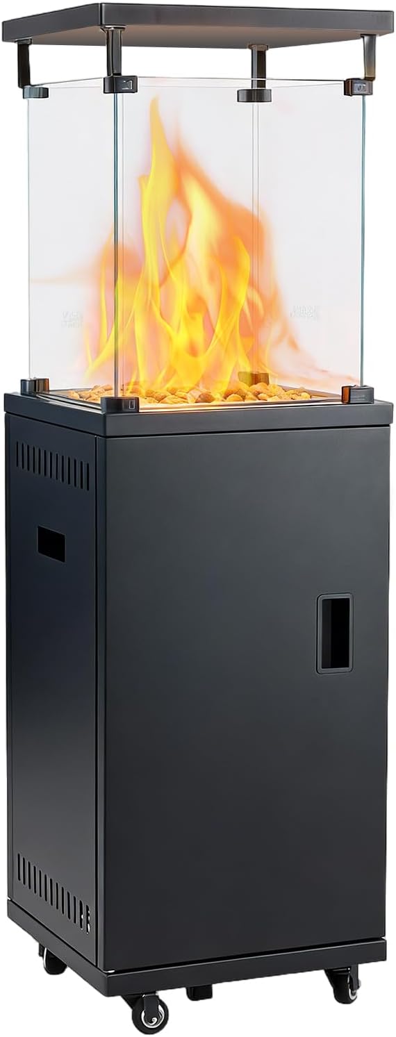 Aquecedor radiante, DUMOS, Gasheizstrahler, 11 kW, 120 cm, 0,5 kg, 11 kg, com rodas, aço inoxidável, aço, Preto, para uso diário