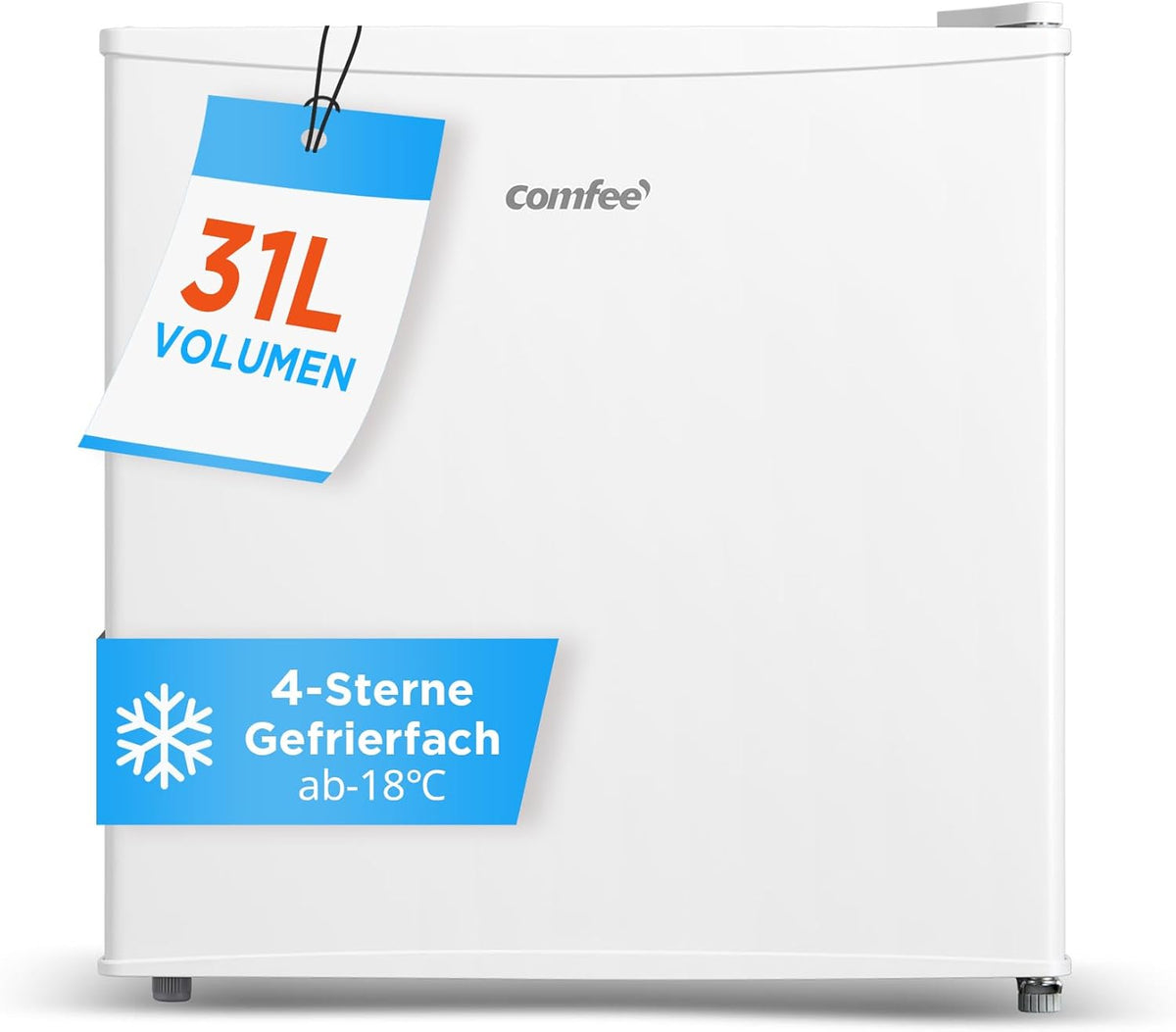 Congelador vertical, Comfee, Freistehend, 31L, 41dB, classe energética E, regulável, Branco, para uso diário