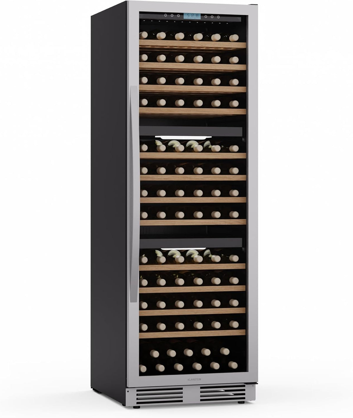 Klarstein, Frigorífico para bebidas, Vinovilla, com iluminação LED, madeira, Preto / Prateado, para uso diário