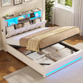 Cama, AOGLLATI, 140 × 200 cm, 30 cm, com comando à distância, com temporizador, com iluminação LED, tecido, Natural, para o quarto