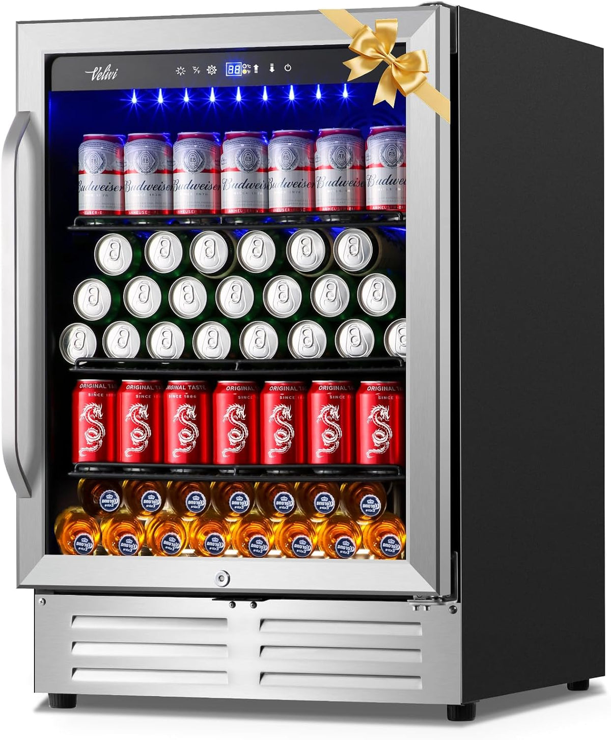 Frigorífico para bebidas, Velieta, Preto / Prateado, para uso diário