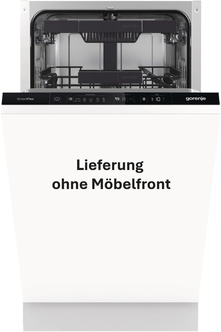 Máquina de lavar loiça, Gorenje, GV561C10, 45 cm, 55cm, 44,8 × 81,5 × 55cm, 5 programas, Branco / Preto, para uso diário
