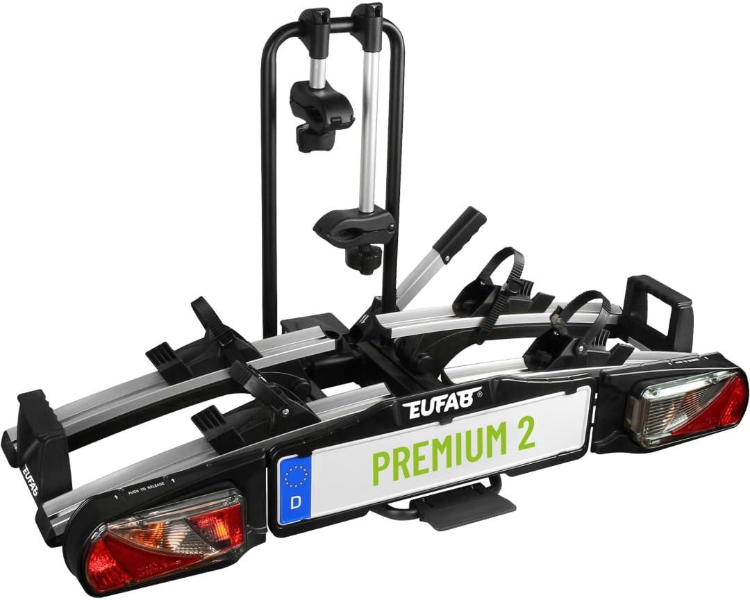 Suporte traseiro para bicicleta, EUFAB, 11521, 6 cm, 30 kg, 2,2 ', regulável, com rodas, aço, alumínio, Preto / Prateado, para uso diário