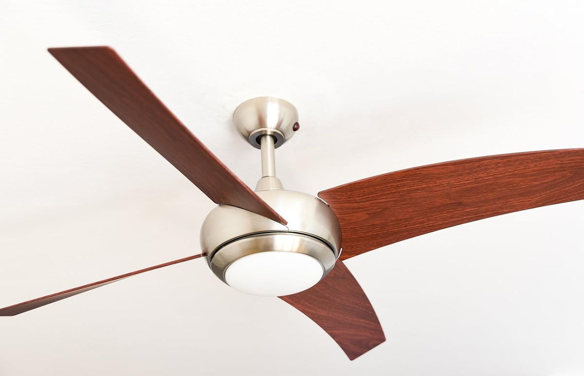 Ventoinha de teto com luz, AireRyder, Deckenventilator, 122 cm, com iluminação LED, com comando à distância, Satin Nickel / Walnuss, para uso diário
