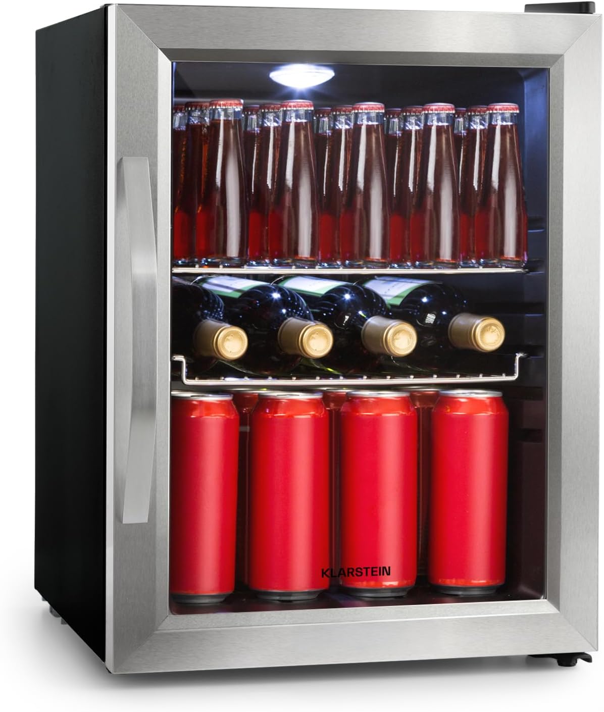 Klarstein, Frigorífico para bebidas, Mini, regulável, aço inoxidável, aço, Preto / Prateado, para uso diário