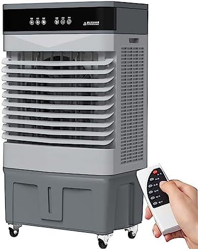Climatizador evaporativo, Generisch, 40L, 45L, 66L, com comando à distância, com rodas, Preto / Cinzento, para uso diário