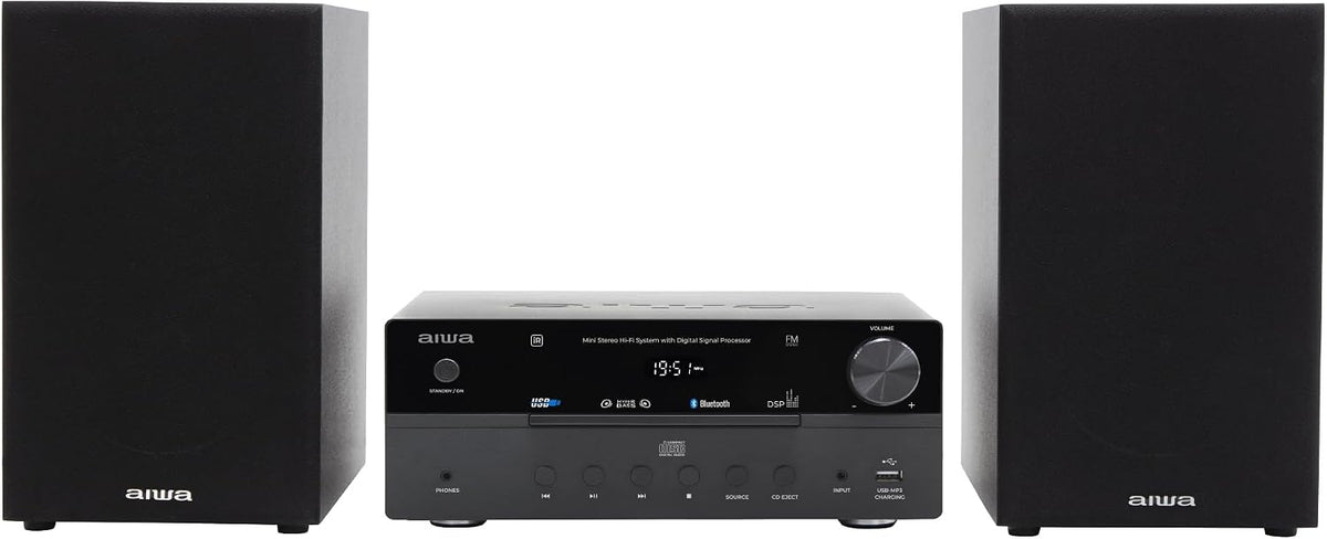 Artigo para casa, Aiwa, MSBTU-550, 50 W, 5 mm, com comando à distância, com iluminação LED, madeira, Preto, para uso diário