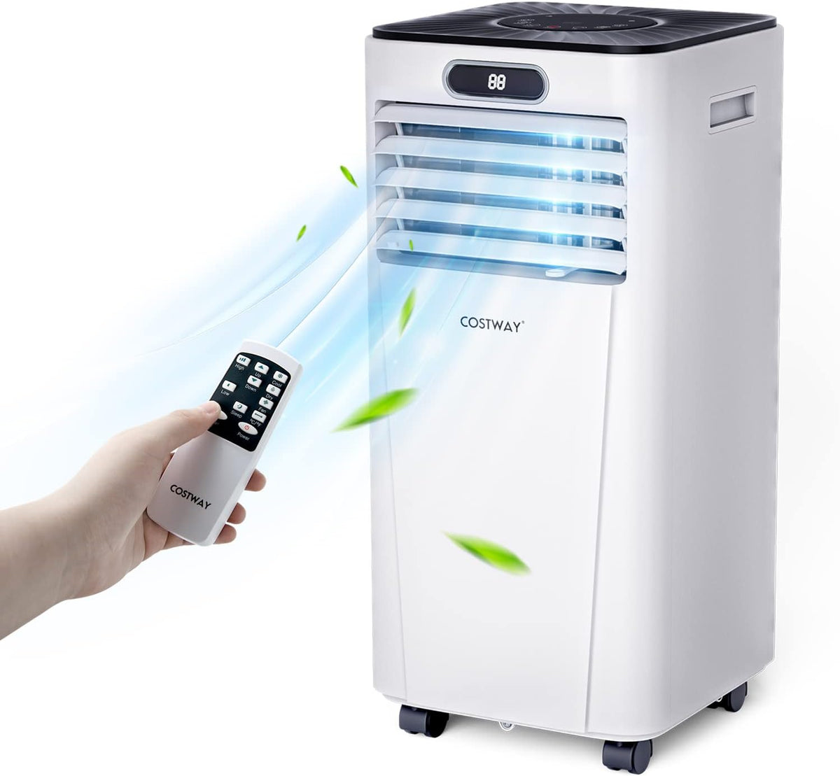 Ar condicionado portátil, COSTWAY, Portable, com temporizador, Branco / Preto, para uso diário