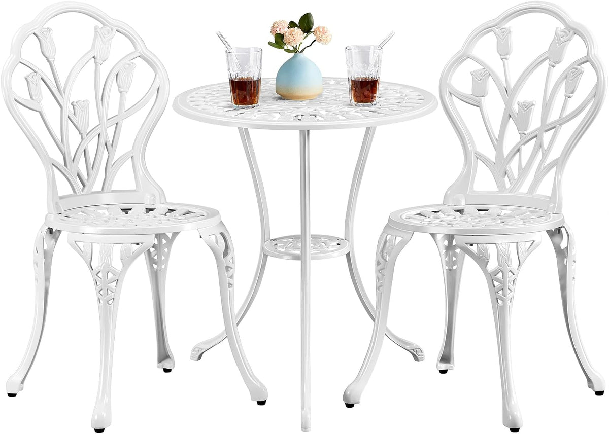 Conjunto de mobiliário de jardim, Yaheetech, 2 Cadeira, 45 mm, 59 cm, 67 cm, 85,5 cm, 46 mm, alumínio, Branco, para jardim e exterior