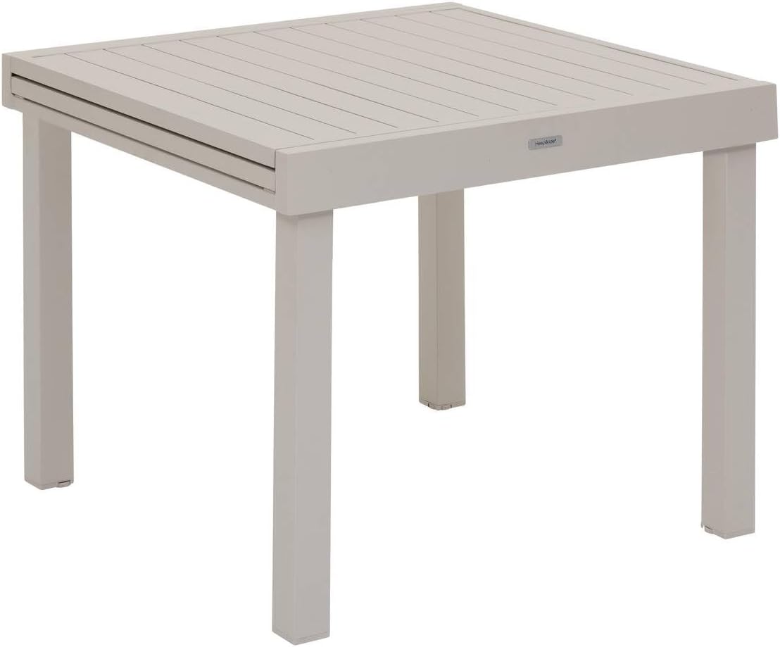 Mesa de jantar, HESPERIDE, 90 a, 180 cm, 4 a, 90 cm, alumínio, madeira, Prateado, para uso diário