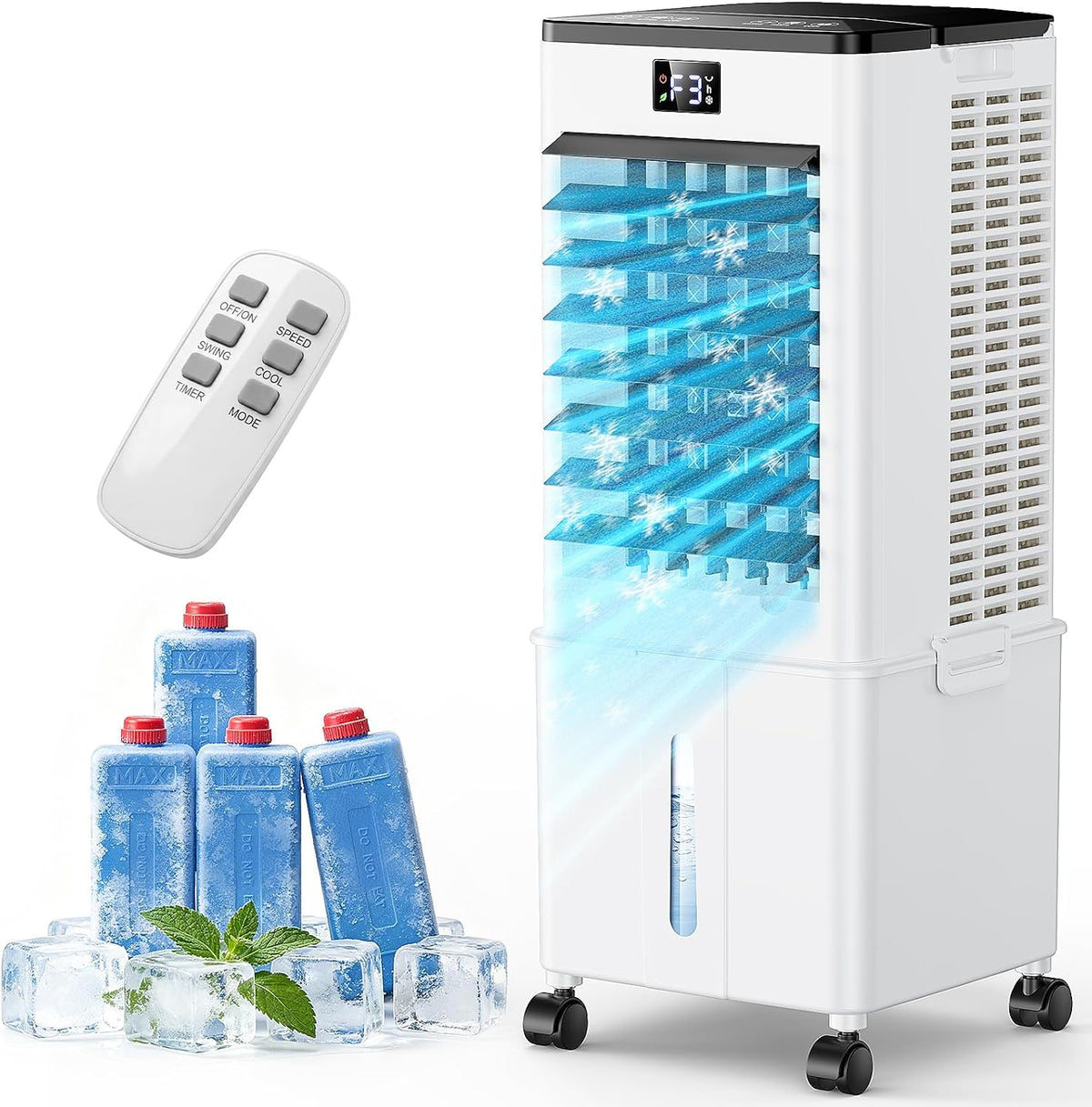 Ar condicionado portátil, VectrDyna, 10L, 60 W, com comando à distância, com temporizador, Branco / Preto, para uso diário