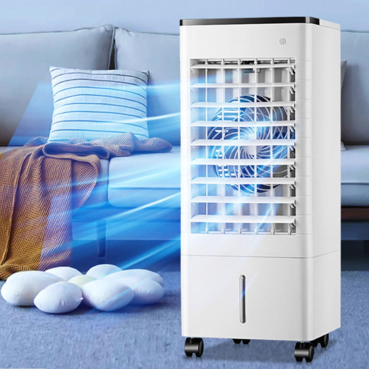 Ar condicionado portátil, Generisch, 9L, com comando à distância, com temporizador, com rodas, Branco, para uso diário